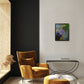 tablou licheni si canvas pictat manual decoratiuni interioare culoare albastru verde auriu si galben mustar