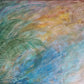 Imagine prim plan tablou canvas albastru, bleu, galben, verde si auriu